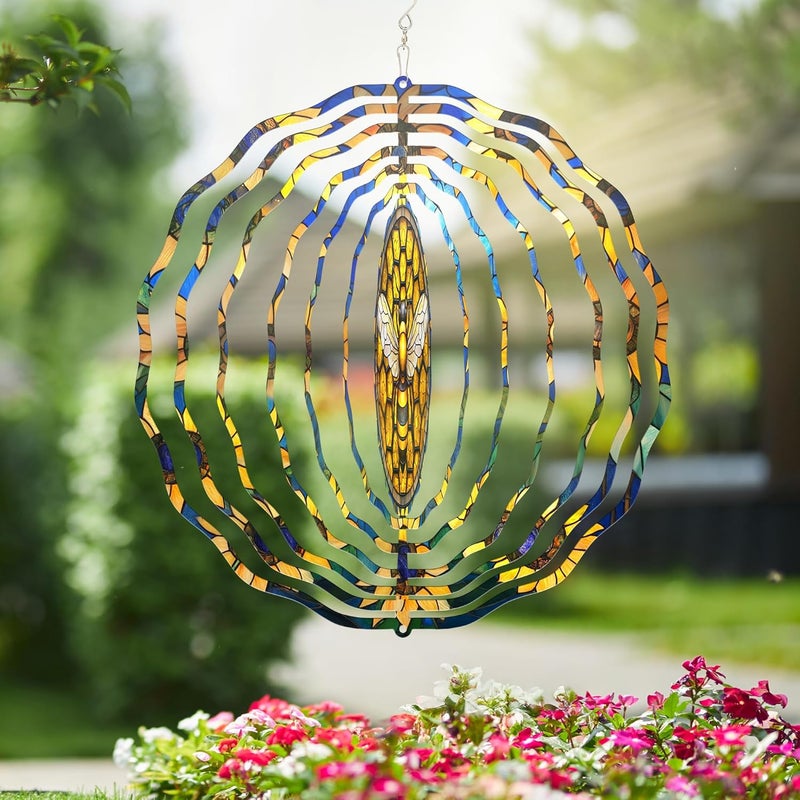 FLAGWIX Bee Wind Spinners Outdoor - 3D Stainless Steel Metal Wind Spinners 12 in - Bee Gifts Decorations for Home, House Outdoor Garden Decor for Outside, Garden Gifts for Women - Image 5
